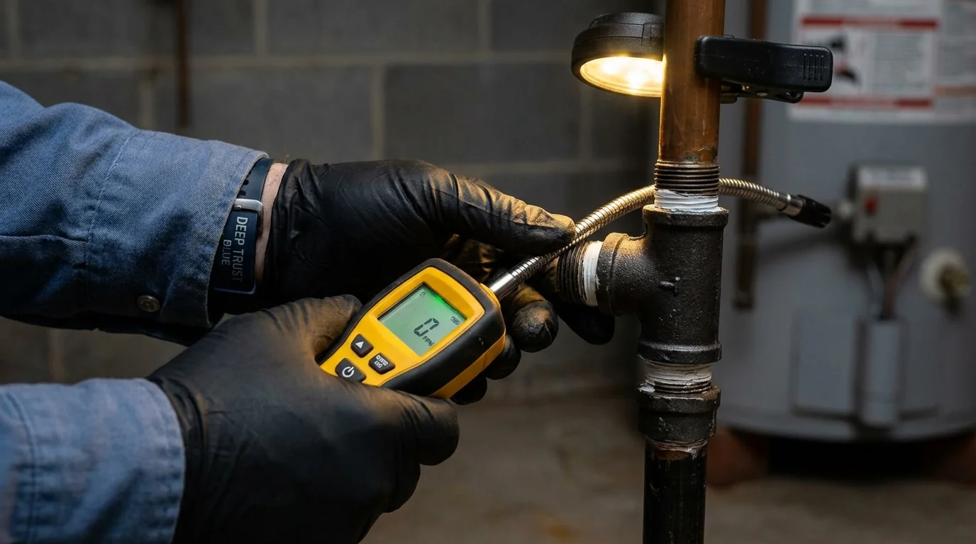 Gas leak detection with electronic sniffer by Johns Plumbing LLC in Astoria