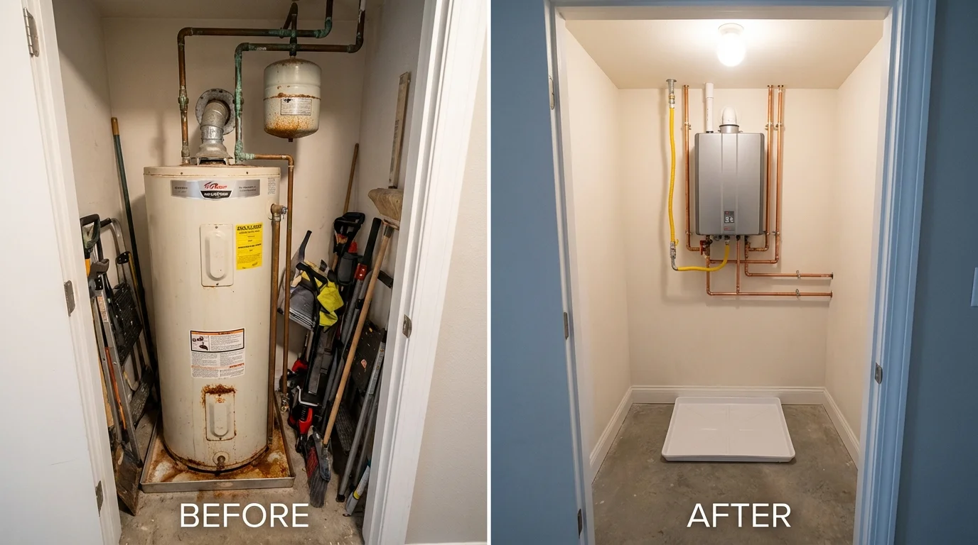 Tank water heater versus wall-mounted tankless unit comparison for Astoria, OR homeowners