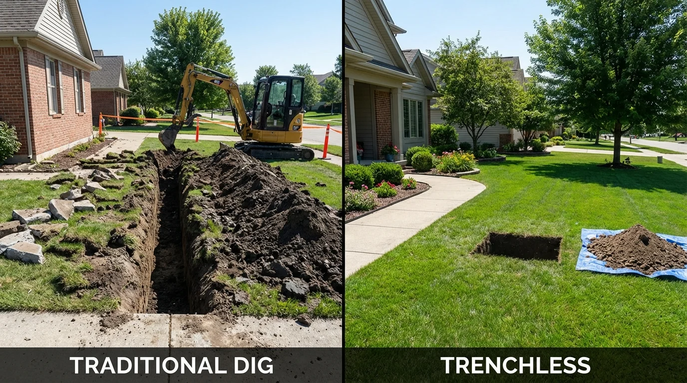 Trenchless sewer repair with minimal yard damage versus traditional excavation in Astoria, OR